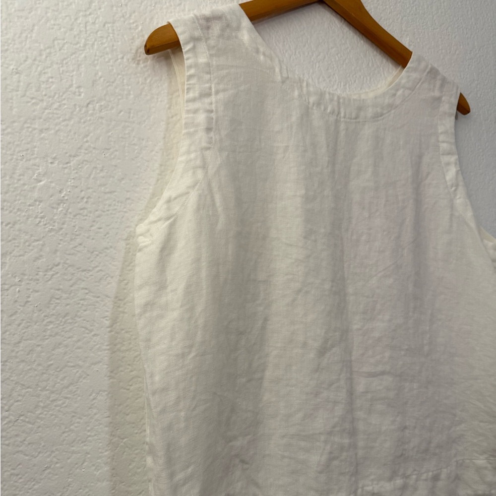 Cut Loose Women’s White Linen Tank Top Sleeveless Boxy Shirt Made in USA, Size L - Picture 3 of 7